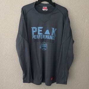 Mens Rawlings Peak Performance Baseball Long Sleeve, Large, Gray